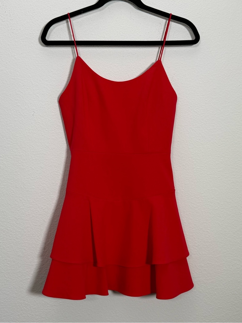 Alice + Olivia Red Tiered Mini Dress Strappy Fit & Flare Party Cocktail Dress